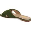 imageFSJ Women Casual Open Toe Sandals Low Heels Suede Mules Cross Strap Flats Shoes Size 415 USOlive