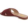 imageFSJ Women Casual Open Toe Sandals Low Heels Suede Mules Cross Strap Flats Shoes Size 415 USWine