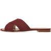 imageFSJ Women Casual Open Toe Sandals Low Heels Suede Mules Cross Strap Flats Shoes Size 415 USWine