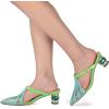 imageFSJ Women Comfort Closed Toe Slip On Mules Crystal Low Block Heel Slide Sandals Bridal Evening Party Dress Shoes Size 415 USBlue