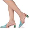 imageFSJ Women Comfort Closed Toe Slip On Mules Crystal Low Block Heel Slide Sandals Bridal Evening Party Dress Shoes Size 415 USBluepink