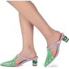 imageFSJ Women Comfort Closed Toe Slip On Mules Crystal Low Block Heel Slide Sandals Bridal Evening Party Dress Shoes Size 415 USGreen