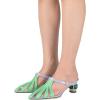 imageFSJ Women Comfort Closed Toe Slip On Mules Crystal Low Block Heel Slide Sandals Bridal Evening Party Dress Shoes Size 415 USGreen