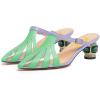 imageFSJ Women Comfort Closed Toe Slip On Mules Crystal Low Block Heel Slide Sandals Bridal Evening Party Dress Shoes Size 415 USGreen