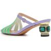 imageFSJ Women Comfort Closed Toe Slip On Mules Crystal Low Block Heel Slide Sandals Bridal Evening Party Dress Shoes Size 415 USGreen