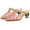 imageFSJ Women Comfort Closed Toe Slip On Mules Crystal Low Block Heel Slide Sandals Bridal Evening Party Dress Shoes Size 415 USPink