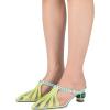 imageFSJ Women Comfort Closed Toe Slip On Mules Crystal Low Block Heel Slide Sandals Bridal Evening Party Dress Shoes Size 415 USYellow