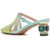 imageFSJ Women Comfort Closed Toe Slip On Mules Crystal Low Block Heel Slide Sandals Bridal Evening Party Dress Shoes Size 415 USYellow