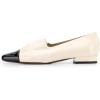 imageFSJ Women Elegant Square Closed Toe Pumps Ballet Slip on Flats Cap Toe Mules Slide Leather Patchwork Ladies Office Dress Shoes Size 415 USBeige Black