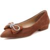 imageFSJ Women Fashion Sparkling Crystal Bowknot Chic Chain Comfortable Slip on Pointed Toe Low Heels Chunky Ballet Flats Dress Party Office Shoes Size 415 USChocolate