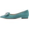 imageFSJ Women Fashion Sparkling Crystal Bowknot Chic Chain Comfortable Slip on Pointed Toe Low Heels Chunky Ballet Flats Dress Party Office Shoes Size 415 USSky Blue