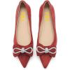 imageFSJ Women Fashion Sparkling Crystal Bowknot Chic Chain Comfortable Slip on Pointed Toe Low Heels Chunky Ballet Flats Dress Party Office Shoes Size 415 USRed