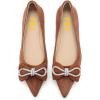 imageFSJ Women Fashion Sparkling Crystal Bowknot Chic Chain Comfortable Slip on Pointed Toe Low Heels Chunky Ballet Flats Dress Party Office Shoes Size 415 USChocolate