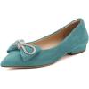 imageFSJ Women Fashion Sparkling Crystal Bowknot Chic Chain Comfortable Slip on Pointed Toe Low Heels Chunky Ballet Flats Dress Party Office Shoes Size 415 USSky Blue