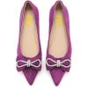 imageFSJ Women Fashion Sparkling Crystal Bowknot Chic Chain Comfortable Slip on Pointed Toe Low Heels Chunky Ballet Flats Dress Party Office Shoes Size 415 USPurple