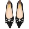 imageFSJ Women Fashion Sparkling Crystal Bowknot Chic Chain Comfortable Slip on Pointed Toe Low Heels Chunky Ballet Flats Dress Party Office Shoes Size 415 USBlack