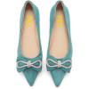 imageFSJ Women Fashion Sparkling Crystal Bowknot Chic Chain Comfortable Slip on Pointed Toe Low Heels Chunky Ballet Flats Dress Party Office Shoes Size 415 USSky Blue