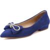 imageFSJ Women Fashion Sparkling Crystal Bowknot Chic Chain Comfortable Slip on Pointed Toe Low Heels Chunky Ballet Flats Dress Party Office Shoes Size 415 USBlue