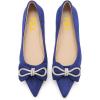 imageFSJ Women Fashion Sparkling Crystal Bowknot Chic Chain Comfortable Slip on Pointed Toe Low Heels Chunky Ballet Flats Dress Party Office Shoes Size 415 USBlue