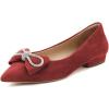 imageFSJ Women Fashion Sparkling Crystal Bowknot Chic Chain Comfortable Slip on Pointed Toe Low Heels Chunky Ballet Flats Dress Party Office Shoes Size 415 USRed