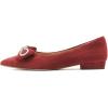 imageFSJ Women Fashion Sparkling Crystal Bowknot Chic Chain Comfortable Slip on Pointed Toe Low Heels Chunky Ballet Flats Dress Party Office Shoes Size 415 USRed