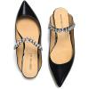 imageFSJ Women Leather Pointed Toe Flat Mules with Rhinestone Comfortable Slip on Low Heel Slide Sandal Shoes Size 412 USBlack