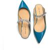 imageFSJ Women Leather Pointed Toe Flat Mules with Rhinestone Comfortable Slip on Low Heel Slide Sandal Shoes Size 412 USBlue