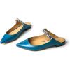 imageFSJ Women Leather Pointed Toe Flat Mules with Rhinestone Comfortable Slip on Low Heel Slide Sandal Shoes Size 412 USBlue