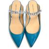 imageFSJ Women Leather Pointed Toe Flat Mules with Rhinestone Comfortable Slip on Low Heel Slide Sandal Shoes Size 412 USBlue
