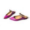 imageFSJ Women Leather Pointed Toe Flat Mules with Rhinestone Comfortable Slip on Low Heel Slide Sandal Shoes Size 412 USFushcia