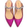 imageFSJ Women Leather Pointed Toe Flat Mules with Rhinestone Comfortable Slip on Low Heel Slide Sandal Shoes Size 412 USFushcia
