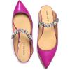 imageFSJ Women Leather Pointed Toe Flat Mules with Rhinestone Comfortable Slip on Low Heel Slide Sandal Shoes Size 412 USFushcia