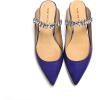 imageFSJ Women Leather Pointed Toe Flat Mules with Rhinestone Comfortable Slip on Low Heel Slide Sandal Shoes Size 412 USPurple