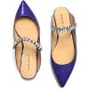 imageFSJ Women Leather Pointed Toe Flat Mules with Rhinestone Comfortable Slip on Low Heel Slide Sandal Shoes Size 412 USPurple