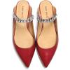 imageFSJ Women Leather Pointed Toe Flat Mules with Rhinestone Comfortable Slip on Low Heel Slide Sandal Shoes Size 412 USRed