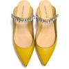 imageFSJ Women Leather Pointed Toe Flat Mules with Rhinestone Comfortable Slip on Low Heel Slide Sandal Shoes Size 412 USYellow