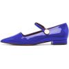 imageFSJ Women Pointed Toe Mary Jane Flats Block Chunky Low Heel Pumps Slip On Buckle Solid Color Classic Party Prom Dress Shoes Size 415 USBlue