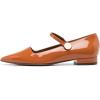 imageFSJ Women Pointed Toe Mary Jane Flats Block Chunky Low Heel Pumps Slip On Buckle Solid Color Classic Party Prom Dress Shoes Size 415 USOrange