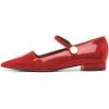 imageFSJ Women Pointed Toe Mary Jane Flats Block Chunky Low Heel Pumps Slip On Buckle Solid Color Classic Party Prom Dress Shoes Size 415 USRed