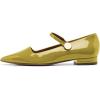 imageFSJ Women Pointed Toe Mary Jane Flats Block Chunky Low Heel Pumps Slip On Buckle Solid Color Classic Party Prom Dress Shoes Size 415 USYellow