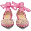 imageFSJ Women Rivets Pointed Toe Lace up Dorsay Flats Sandals Low Heel Pumps Party Prom Shoes Size 415 USFuchsia