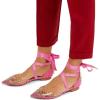 imageFSJ Women Rivets Pointed Toe Lace up Dorsay Flats Sandals Low Heel Pumps Party Prom Shoes Size 415 USFuchsia