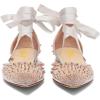 imageFSJ Women Rivets Pointed Toe Lace up Dorsay Flats Sandals Low Heel Pumps Party Prom Shoes Size 415 USGrey