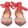 imageFSJ Women Rivets Pointed Toe Lace up Dorsay Flats Sandals Low Heel Pumps Party Prom Shoes Size 415 USRed