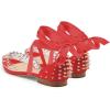 imageFSJ Women Rivets Pointed Toe Lace up Dorsay Flats Sandals Low Heel Pumps Party Prom Shoes Size 415 USRed
