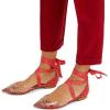 imageFSJ Women Rivets Pointed Toe Lace up Dorsay Flats Sandals Low Heel Pumps Party Prom Shoes Size 415 USRed