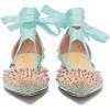 imageFSJ Women Rivets Pointed Toe Lace up Dorsay Flats Sandals Low Heel Pumps Party Prom Shoes Size 415 USTurquoise