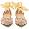imageFSJ Women Rivets Pointed Toe Lace up Dorsay Flats Sandals Low Heel Pumps Party Prom Shoes Size 415 USYellow