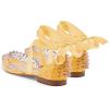 imageFSJ Women Rivets Pointed Toe Lace up Dorsay Flats Sandals Low Heel Pumps Party Prom Shoes Size 415 USYellow