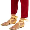 imageFSJ Women Rivets Pointed Toe Lace up Dorsay Flats Sandals Low Heel Pumps Party Prom Shoes Size 415 USYellow